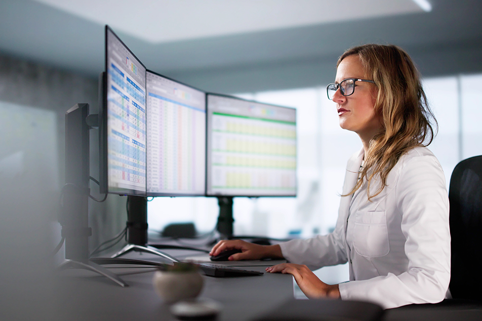 doctor looking at computer